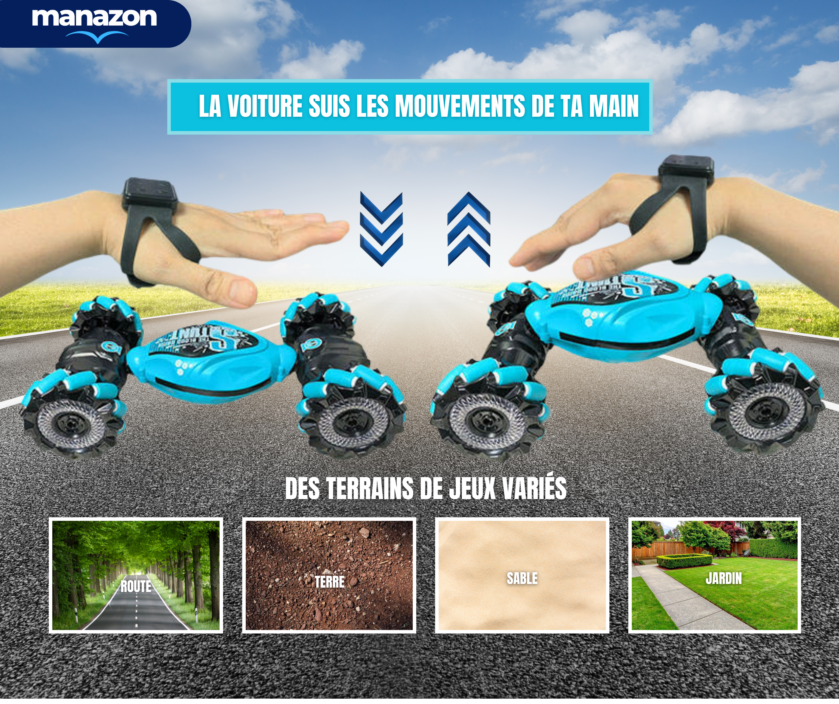 STUNT CAR- Voiture télécommandée avec poignet et standard