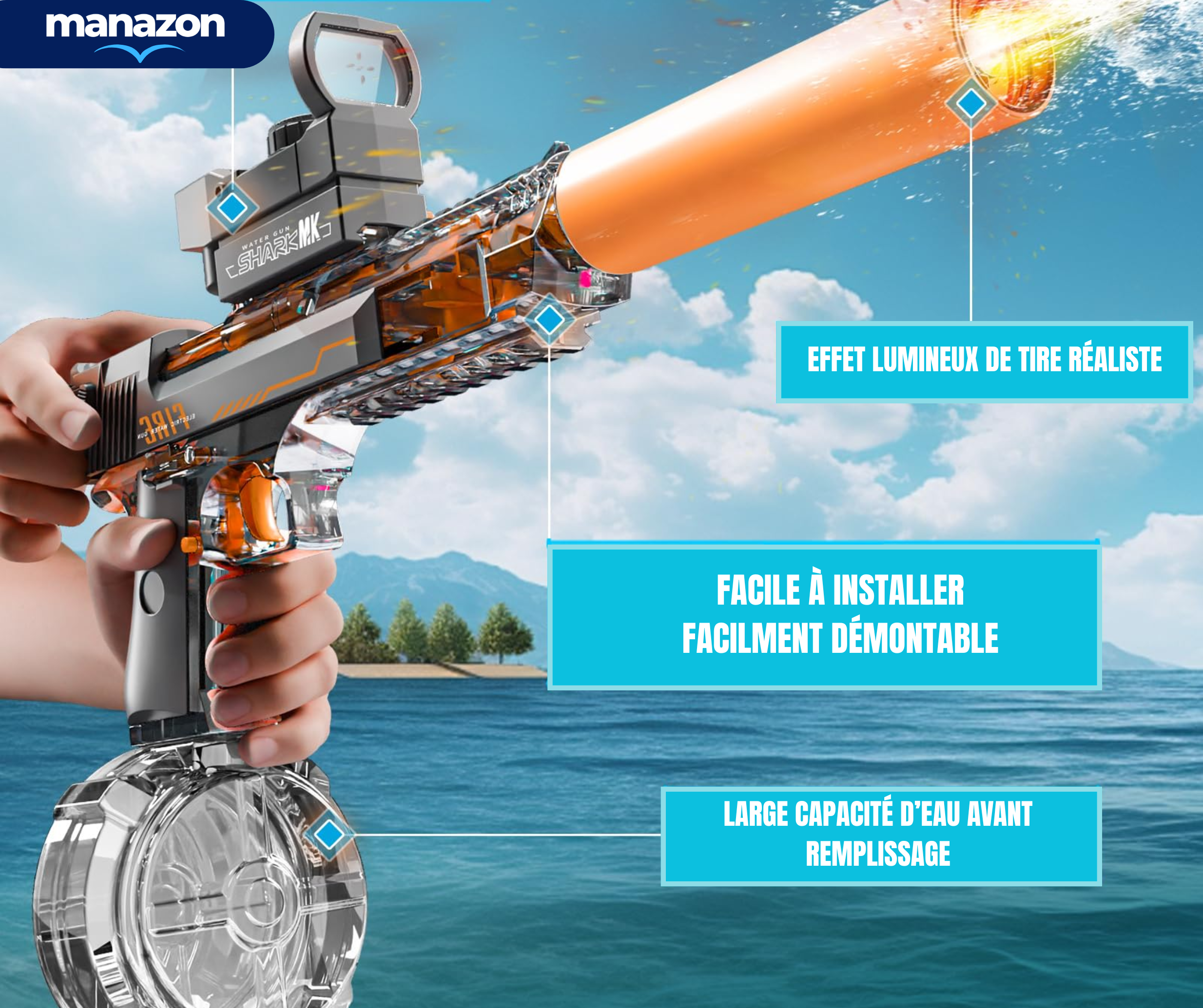 WATER GUN Pistolet à eau automatique avec mitraillette