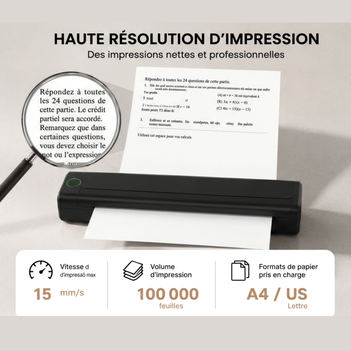 PRINTER PRO-Imprimante thermique portable + 50 feuilles vierges